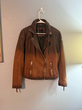 Brown Leather Moto Jacket - Women